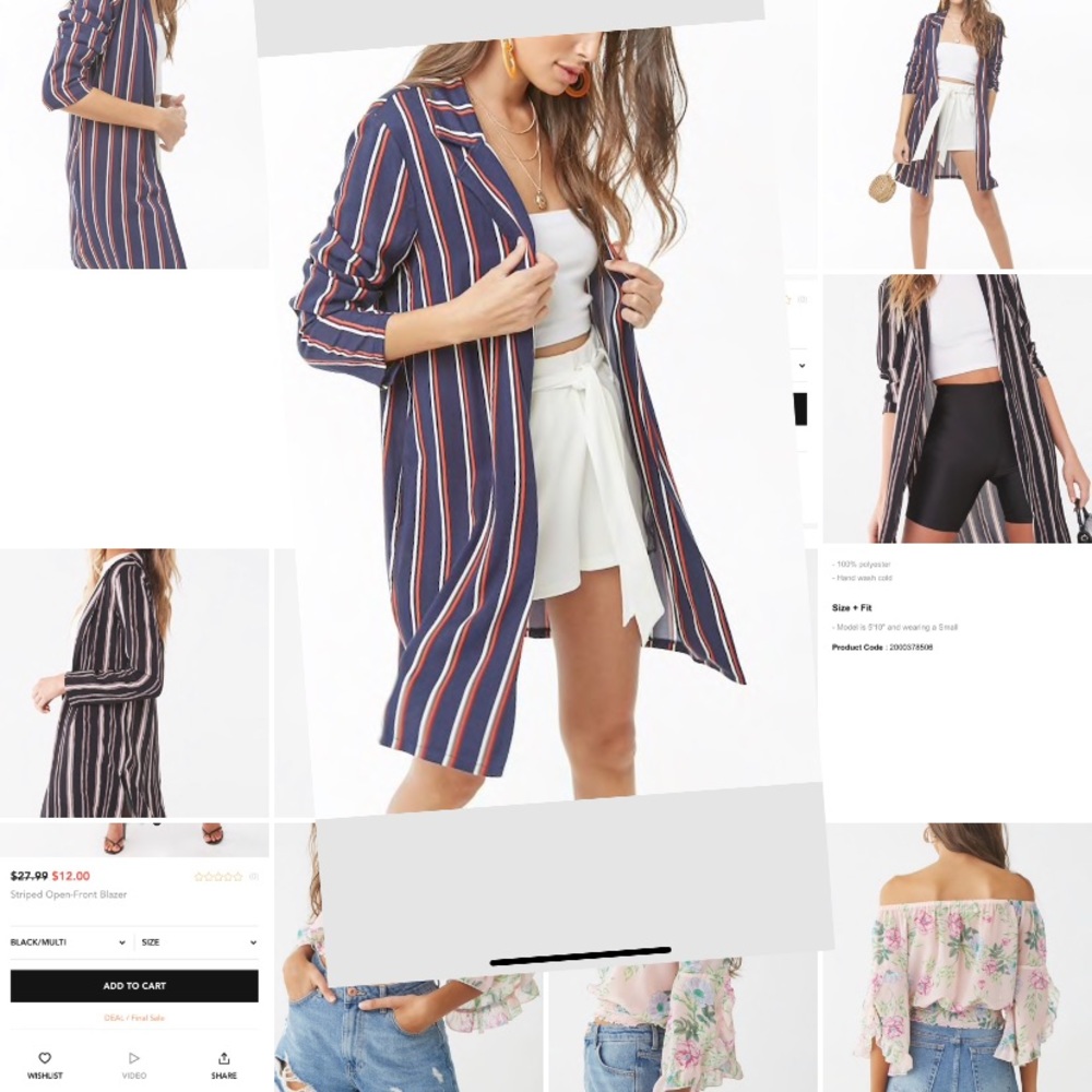 Striped open-front jacket